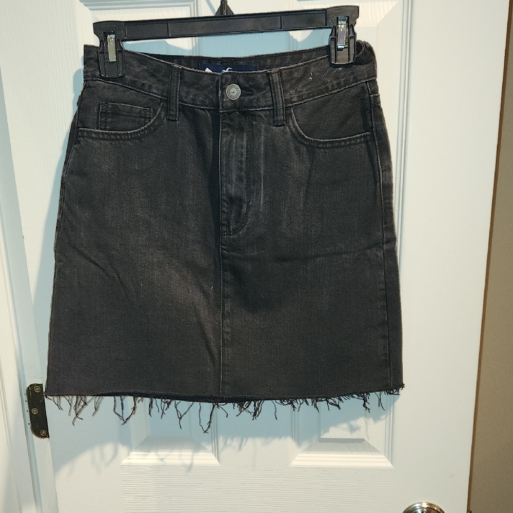 Hollister Black Denim Mini Skirt